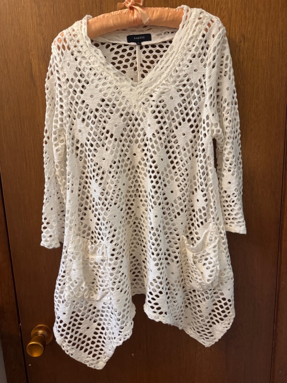 Kaktus White Crochet Openwork Top